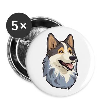 Ostsibirische Laika-Hunderasse Karikatur Kawaii Abb. - Buttons groß 56 mm (5er Pack) - Weiß - Vorne