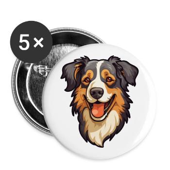 English Shepherd Dog Breed Cartoon Kawaii Illustra - Buttons large 2.2''/56 mm (5-pack) - white - Front