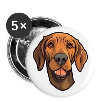 Plott Hound chien race dessin animé Kawaii Illustration - Lot de 5 grands badges (56 mm) - blanc - Devant
