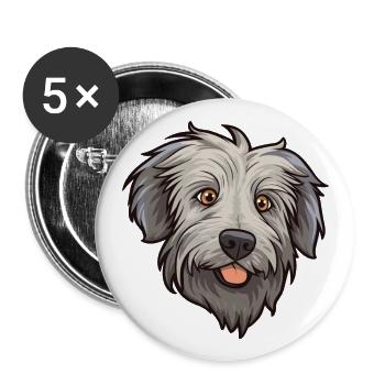 Berger des Pyrénées race chien Cartoon Kawaii Illustr - Lot de 5 grands badges (56 mm) - blanc - Devant