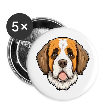 Saint Bernard Chien Race Cartoon Kawaii Illustratio - Lot de 5 grands badges (56 mm) - blanc - Devant