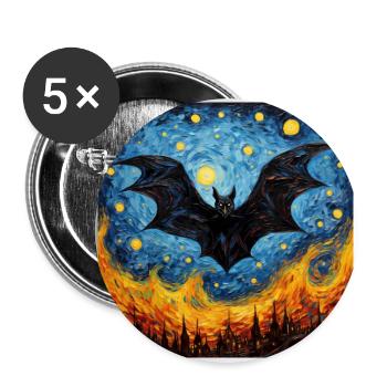 Bat, Van Gogh, Starry Night, Animal - Buttons large 2.2''/56 mm (5-pack) - white - Front