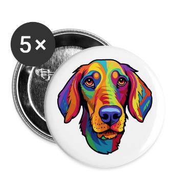 Chien courant andalou race de chien dessin animé Kawaii Illustra - Lot de 5 grands badges (56 mm) - blanc - Devant