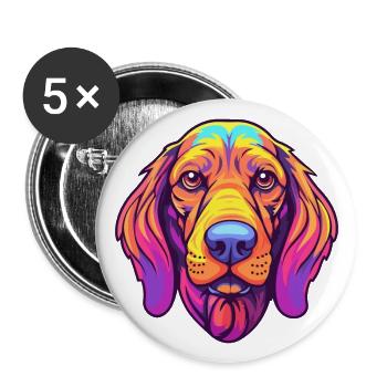 Amerikanischer Leopardenhund Hund Rasse Cartoon Kawaii Il - Buttons groß 56 mm (5er Pack) - Weiß - Vorne