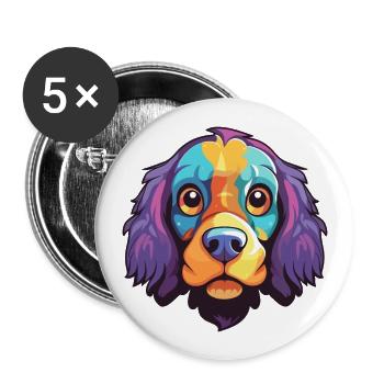 Ariegeois race de chien dessin animé kawaii illustration - Lot de 5 grands badges (56 mm) - blanc - Devant
