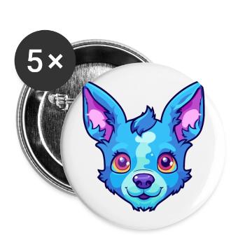 Blue Heeler Dog Breed Cartoon Kawaii Illustration - Buttons large 2.2''/56 mm (5-pack) - white - Front