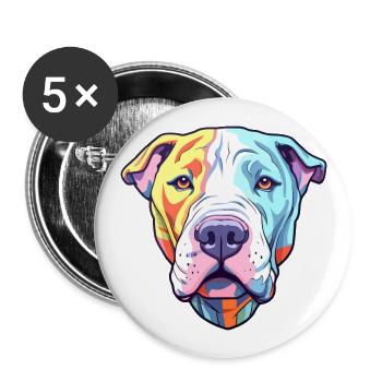 Dogue Argentino Chien Race Cartoon Kawaii Illustrati - Lot de 5 grands badges (56 mm) - blanc - Devant