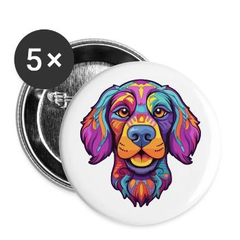 Cesky Fousek Chien Race Cartoon Kawaii Illustration - Lot de 5 grands badges (56 mm) - blanc - Devant