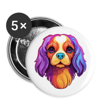 Épagneul jouet anglais race de chien dessin animé Kawaii Illus - Lot de 5 grands badges (56 mm) - blanc - Devant