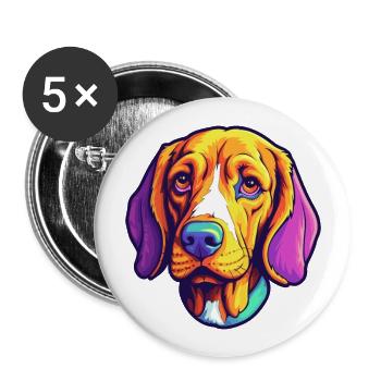Englischer Foxhound Hund Rasse Cartoon Kawaii Illustra - Buttons groß 56 mm (5er Pack) - Weiß - Vorne