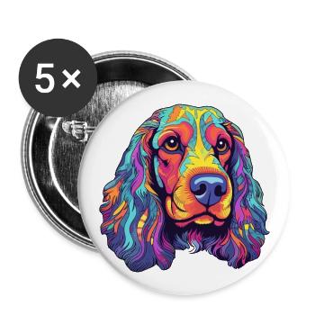 Anglais Cocker Épagneul Chien Race Dessin Animé Kawaii Il - Lot de 5 grands badges (56 mm) - blanc - Devant