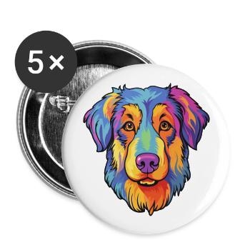 Berger géorgien chien race Cartoon Kawaii Illustr - Lot de 5 grands badges (56 mm) - blanc - Devant