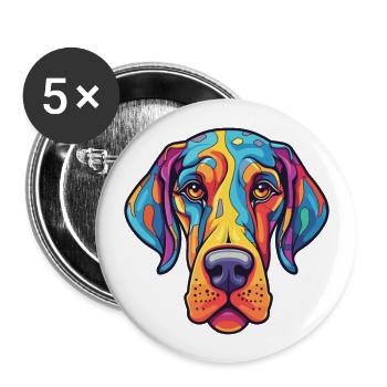 Great Dane Dog Breed Cartoon Kawaii Illustration - Buttons large 2.2''/56 mm (5-pack) - white - Front