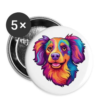 Havenese chien race dessin animé Kawaii Illustration - Lot de 5 grands badges (56 mm) - blanc - Devant