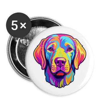 Labrador Retriever Hund Rasse Cartoon Kawaii Illust - Buttons groß 56 mm (5er Pack) - Weiß - Vorne