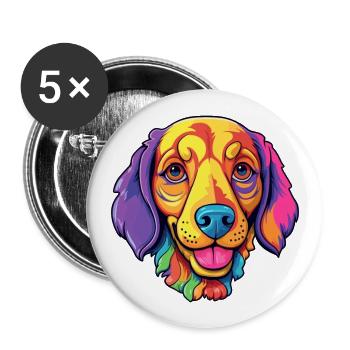 Levesque chien race Cartoon Kawaii Illustration - Lot de 5 grands badges (56 mm) - blanc - Devant