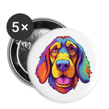 Lithuanian Hound Dog Breed Cartoon Kawaii Illustra - Buttons large 2.2''/56 mm (5-pack) - white - Front