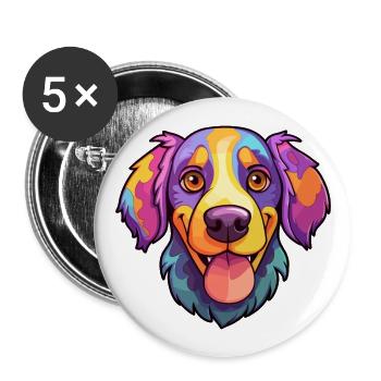 Hygenhund chien race dessin animé kawaii illustration - Lot de 5 grands badges (56 mm) - blanc - Devant