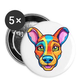 Kangaroo Dog Breed Cartoon Kawaii Illustration - Buttons large 2.2''/56 mm (5-pack) - white - Front