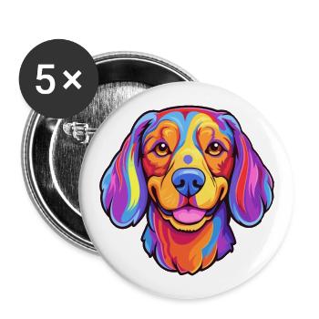 Karakachan chien race dessin animé Kawaii Illustration - Lot de 5 grands badges (56 mm) - blanc - Devant