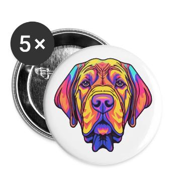 Mallorca Mastiff chien race Cartoon Kawaii Illustra - Lot de 5 grands badges (56 mm) - blanc - Devant
