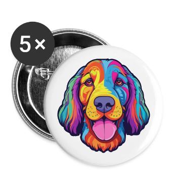 Laufhund Hunderasse Cartoon Kawaii Illustration - Buttons groß 56 mm (5er Pack) - Weiß - Vorne