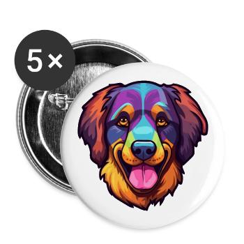 Karst Schäferhund Rasse Cartoon Kawaii Illustrati - Buttons groß 56 mm (5er Pack) - Weiß - Vorne