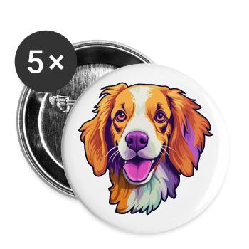 Nederlandse Kooikerhondje Dog Breed Cartoon Kawaii - Lot de 5 grands badges (56 mm) - blanc - Devant