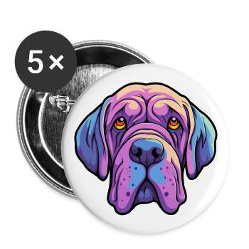 Neapolitanischer Mastiff Hunderasse Cartoon Kawaii Illust - Buttons groß 56 mm (5er Pack) - Weiß - Vorne