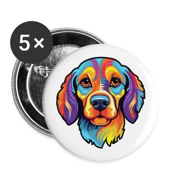New Zealand Huntaway Dog Breed Cartoon Kawaii Illu - Buttons large 2.2''/56 mm (5-pack) - white - Front