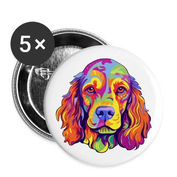 Norfolk Spaniel Hunderasse Cartoon Kawaii Illustrat - Buttons groß 56 mm (5er Pack) - Weiß - Vorne