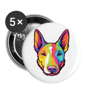 Miniatur Bullterrier Hunderasse Cartoon Kawaii Il - Buttons groß 56 mm (5er Pack) - Weiß - Vorne