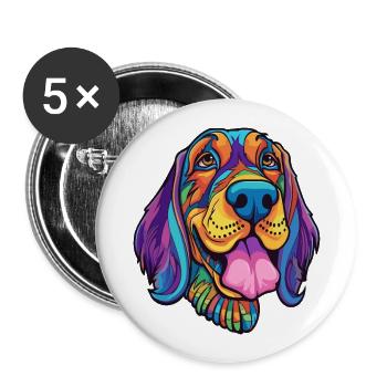 Majestic Tree Hound Dog Breed Cartoon Kawaii Illus - Buttons large 2.2''/56 mm (5-pack) - white - Front