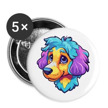 Kyi Leo Hunderasse Cartoon Kawaii Illustration - Buttons groß 56 mm (5er Pack) - Weiß - Vorne
