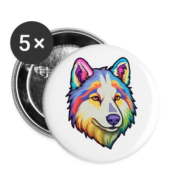 Labrador Husky Hunderasse Cartoon Kawaii Illustrati - Buttons groß 56 mm (5er Pack) - Weiß - Vorne