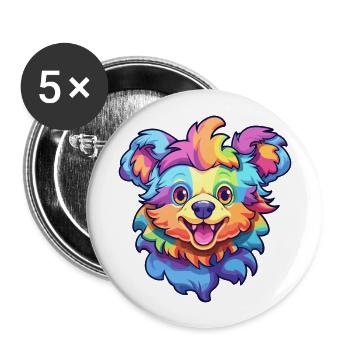 Hokkaido Dog Breed Cartoon Kawaii Illustration - Buttons large 2.2''/56 mm (5-pack) - white - Front