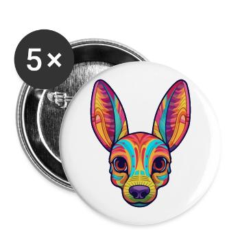 Lièvre indien chien race Cartoon Kawaii Illustration - Lot de 5 grands badges (56 mm) - blanc - Devant