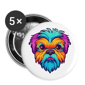 Griffon Bruxellois Hunderasse Karikatur Kawaii Illust - Buttons groß 56 mm (5er Pack) - Weiß - Vorne