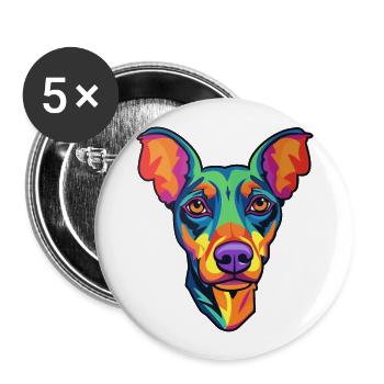 German Pinscher Dog Breed Cartoon Kawaii Illustrat - Buttons large 2.2''/56 mm (5-pack) - white - Front