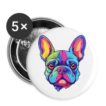 Bouledogue Français Race De Chien Cartoon Kawaii Illustrati - Lot de 5 grands badges (56 mm) - blanc - Devant