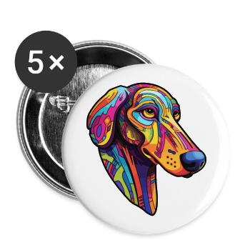 Windhund Hunderasse Cartoon Kawaii Illustration - Buttons groß 56 mm (5er Pack) - Weiß - Vorne
