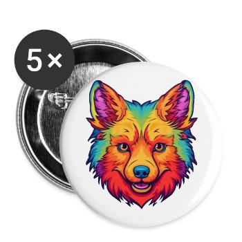 Race de chien de Spitz finlandais Cartoon Kawaii Illustratio - Lot de 5 grands badges (56 mm) - blanc - Devant