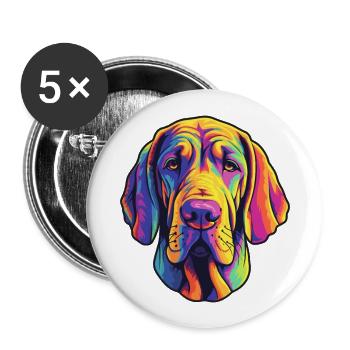 Brasileiro race de chien dessin animé kawaii illustration - Lot de 5 grands badges (56 mm) - blanc - Devant