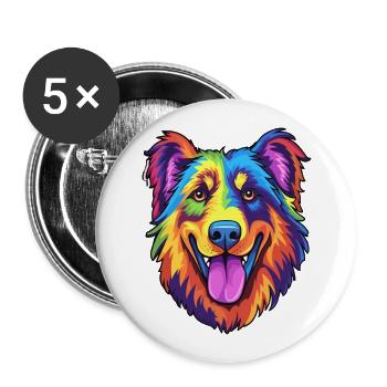 Race de chien de berger d’Europe de l’Est Cartoon Kawaii Il - Lot de 5 grands badges (56 mm) - blanc - Devant