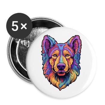 Bohemian Shepherd Dog Breed Cartoon Kawaii Illustr - Buttons large 2.2''/56 mm (5-pack) - white - Front
