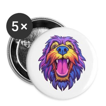 Bergamasco Schäferhund Rasse Cartoon Kawaii Abbus - Buttons groß 56 mm (5er Pack) - Weiß - Vorne