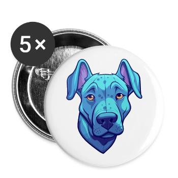 Blauer thailändischer Ridgeback-Hund Rasse Cartoon Kawaii Abbus - Buttons groß 56 mm (5er Pack) - Weiß - Vorne