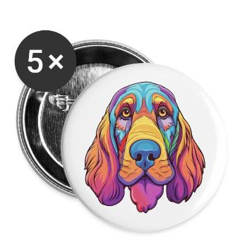 Bluthund Hunderasse Cartoon Kawaii Illustration - Buttons groß 56 mm (5er Pack) - Weiß - Vorne