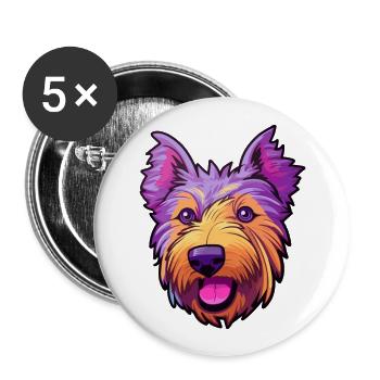 Berger Picard Race De Chien Cartoon Kawaii Illustratio - Lot de 5 grands badges (56 mm) - blanc - Devant