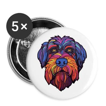 Race de chien Terrier russe noir Cartoon Kawaii Ill - Lot de 5 grands badges (56 mm) - blanc - Devant